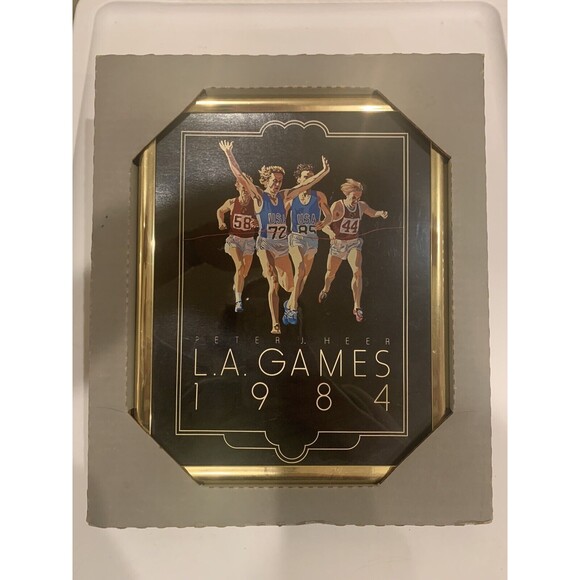 PETER J.HEER "L.A.GAMES 1984 SMALL OLYMPIC FRAMED POSTER ORIGINAL VINTAGE - Picture 2 of 7